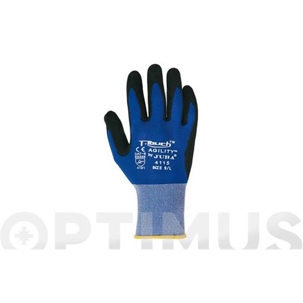 GUANTE "T-TOUCH" DE NYLON/ELASTANO CON PALMA RECUBIERTA DE NITRILO CON PU CARTONCILLO  H4115/8  JUBA