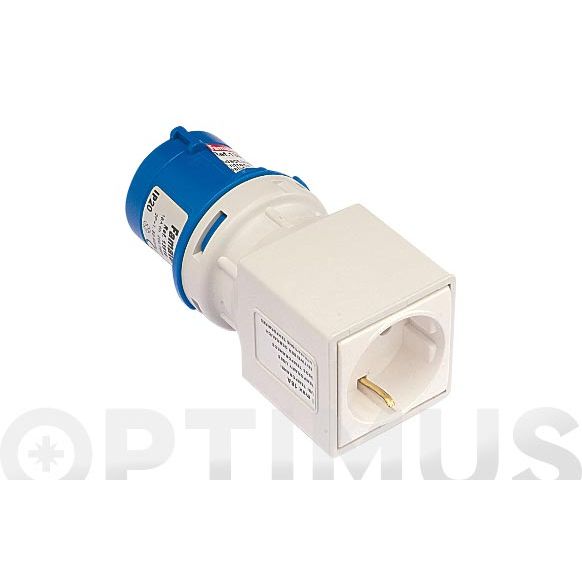 ADAPTADOR CLAVIJA 2P+T CETAC DE 16 AMP A BASE 2 P + TT SCHUCO FAMATEL