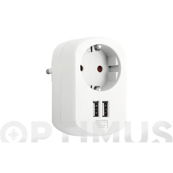 ADAPTADOR CON DOBLE USB 3.15A BLANCO SIMON 