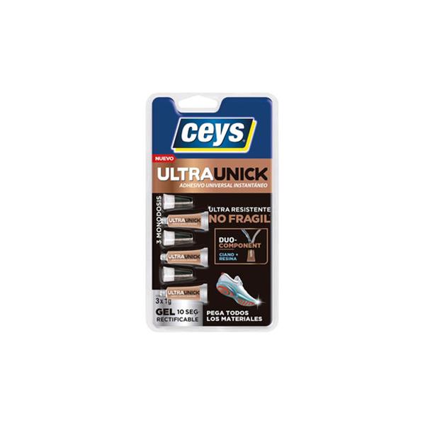 ADHESIVO INSTANT&Aacute;NEO ULTRAUNICK LIQUIDO 3 MONODOSIS DE 1 GR CEYS