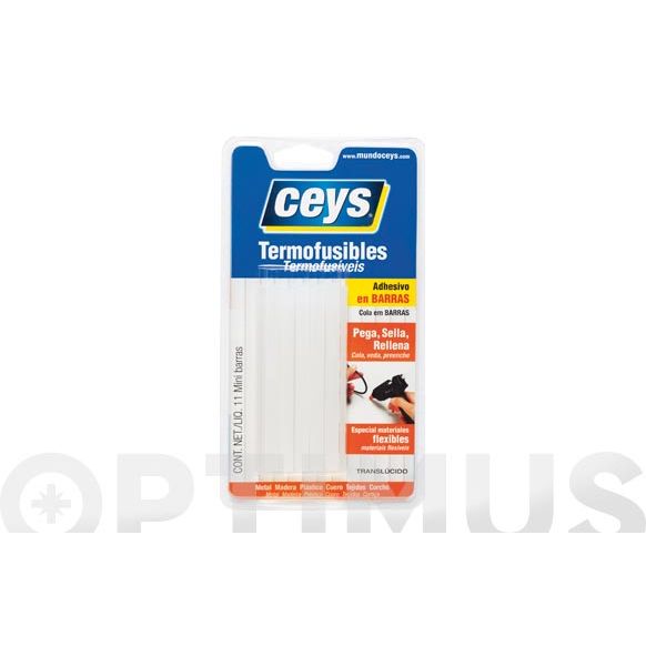 COLA TERMOFUSIBLE EN BARRA 8 MM X 90 MM TRANSPARENTE CEYS