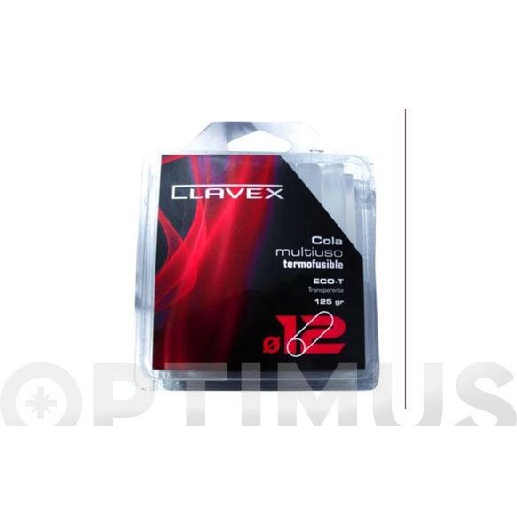 COLA TERMOFUSIBLE EN BARRA TRANSPARENTE &Oslash; 12 X 100 MM 125GR CLAVEX