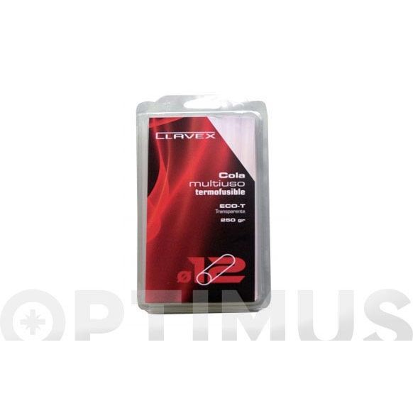 COLA TERMOFUSIBLE EN BARRA TRANSPARENTE &Oslash; 12 X 200 MM 250GR CLAVEX