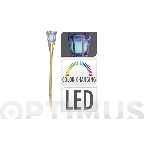 ANTORCHA BAMBU CON LED CAMBIABLE 75 X 75 X H 77 CM