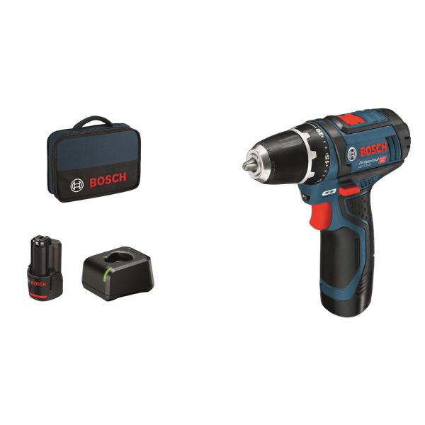 ATORNILLADOR A BATERIA GSR 12 V. 15 + 2 BATERIAS + CARGADOR + MALETIN LONA PROFESIONAL BOSCH