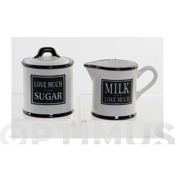 AZUCARERO LECHERA SET 2 U. BLANCO/NEGRO QF+