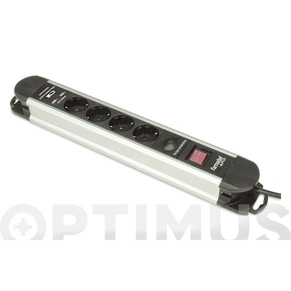BASE MULTIPLE CON INTERRUPTOR 1,5M 4 TOMAS + 2 USB FAMATEL