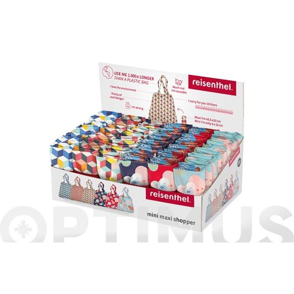 BOLSA COMPRA MINI MAXI PLEGABLE DISPLAY ESTAMPADO - SURTIDO