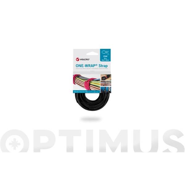 BRIDA CIERRE GANCHO Y BUCLE ONE-WRAP&reg; 25 UDS 20 X 200 MM NEGRO VELCRO