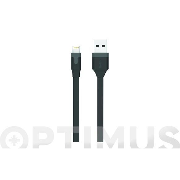 CABLE CARGADOR USB-LIGHTNING APPLE MFI 2,4A 1 MT NEGRO MUVIT