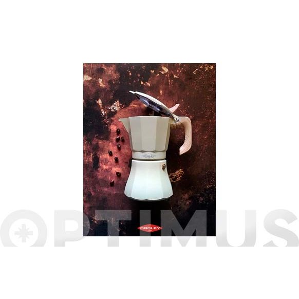 CAFETERA ALUMINIO INDUCCION PETRA CREMA 6 TAZAS OROLEY