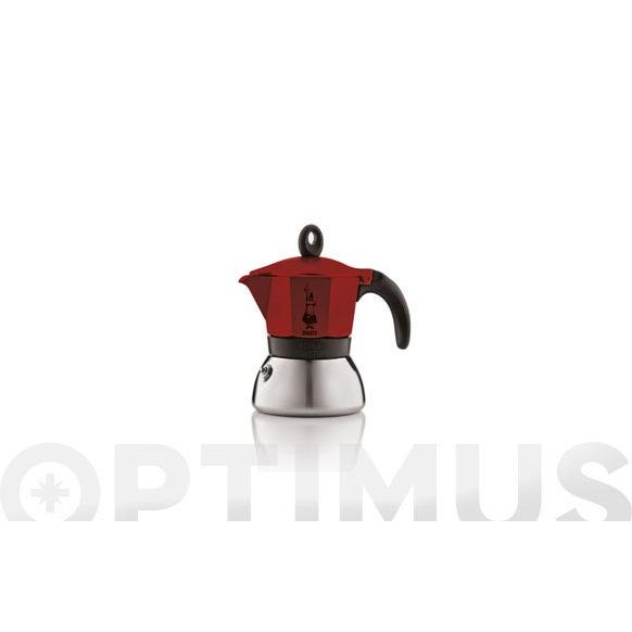 CAFETERA MOKA INDUCTION ALUM/INOX 6 TAZAS ROJA BIALETI