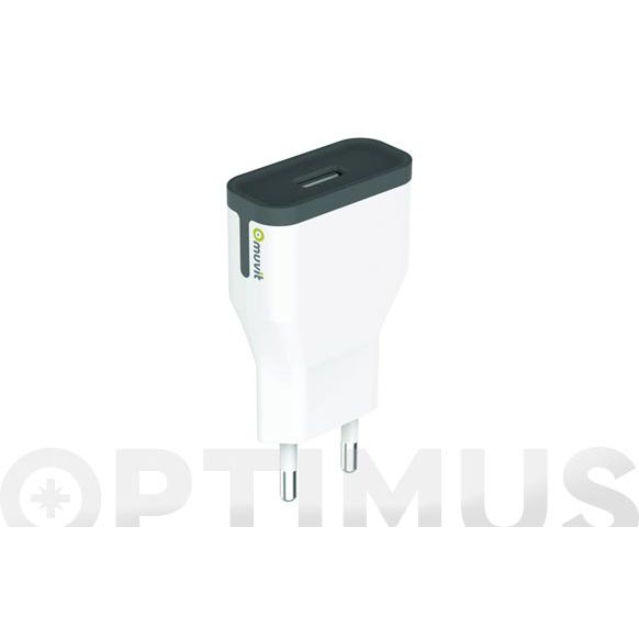 CARGADOR/TRANSFORMADOR USB 2,4A BLANCO QF+