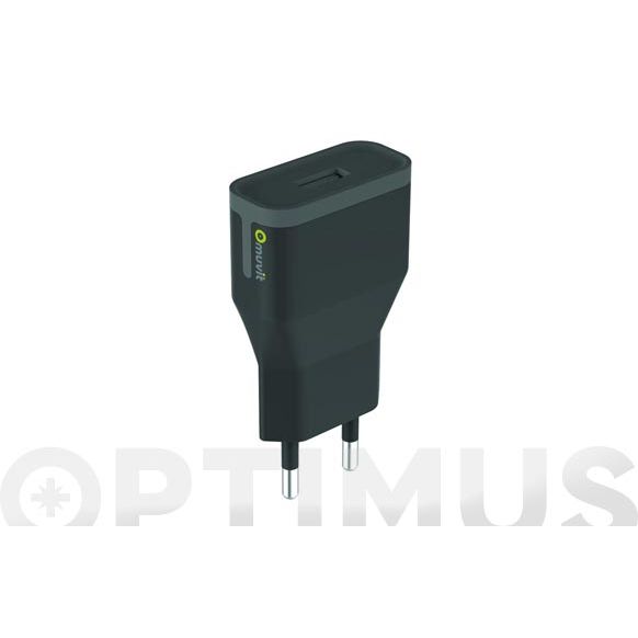 CARGADOR/TRANSFORMADOR USB 2,4A NEGRO QF+