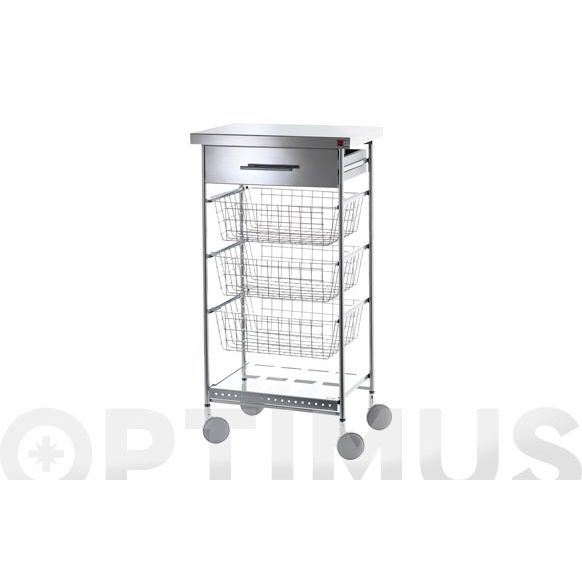 CARRITO VERDULERO AFINITY INOX ACERO LACADO QF+