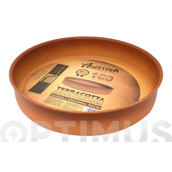 CAZUELA BAJA SIN TAPA ALUMINIO FORJADO TERRACOTA 28 CM - INDUCCION ANERCOOK .
