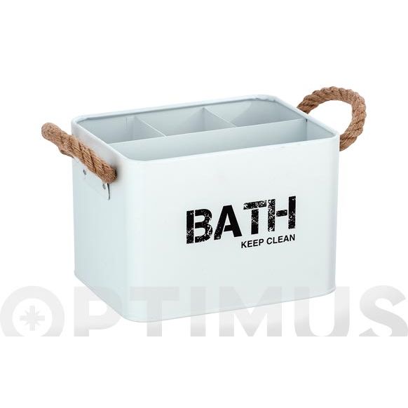 CESTA DE BA&Ntilde;O CON COMPARTIMENTOS BLANCO (19CM*12.5CM*13CM)