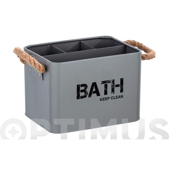 CESTA DE BA&Ntilde;O CON COMPARTIMENTOS GRIS (19CM*12,5CM*13CM)