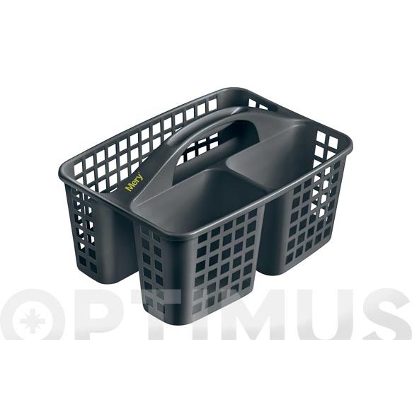 CESTA PARA PRODUCTOS LIMPIEZA 3 COMPARTIMENTOS GRIS 23,3 X 31 X 19 CM MERY