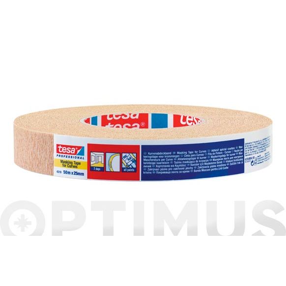 CINTA DE PINTOR INTERIOR PARA CURVAS 50 MM. X 50 MT. TESA TAPE