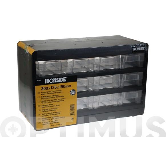 CLASIFICADOR APILABLE PLASTICO 190 X 300 X 135 MM 12 COMPARTIMIENTOS IRONSIDE