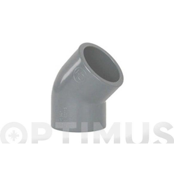CODO PRESION 63 MM DE 45&ordm; PVC