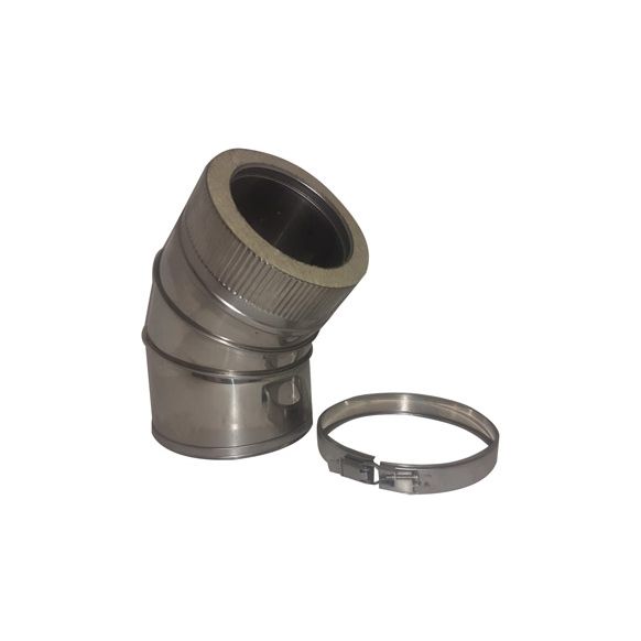 CODO PARED DOBLE INOX 316L &Oslash; 80 MM 45&ordm; PELLET FR 
