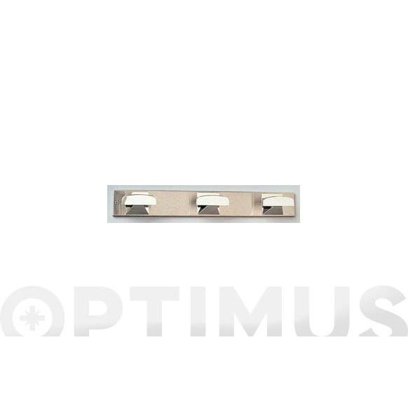 COLGADOR CON TORNILLOS 3 PERCHAS ACERO INOXIDABLE CROMADO INOFIX