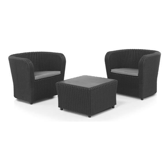 CONJUNTO RATAN RESINA 2 SILLONES+MESA SET NOVA GRAFITO