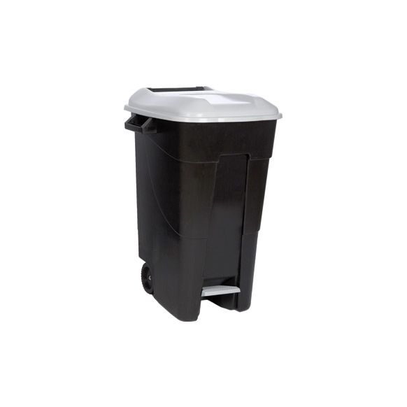 CONTENEDOR NEGRO CON PEDAL 120 LTTAPA GRIS TAYG