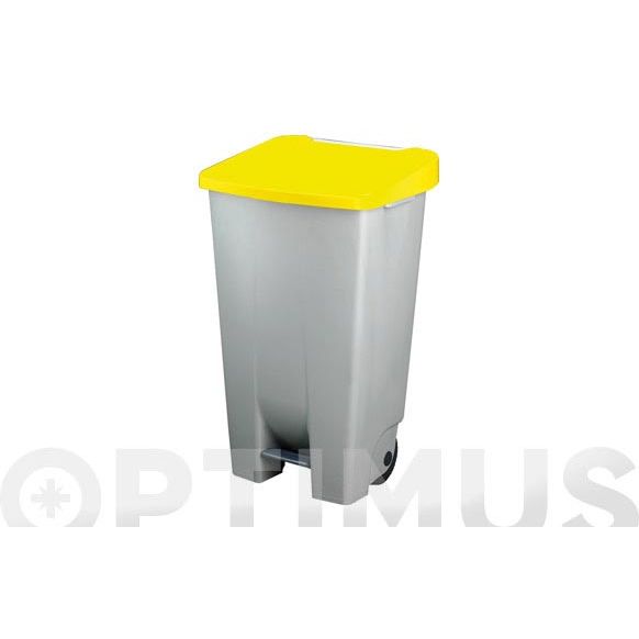 CONTENEDOR SELECTIVO 120 LT. TAPA AMARILLA CON PEDAL Y RUEDAS