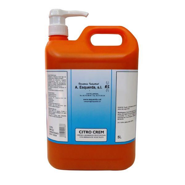 CREMA LAVAMANOS BIO CITRO CREM  CON MICROESFERAS ORANGE C/DISPENSADOR 5 LITROS