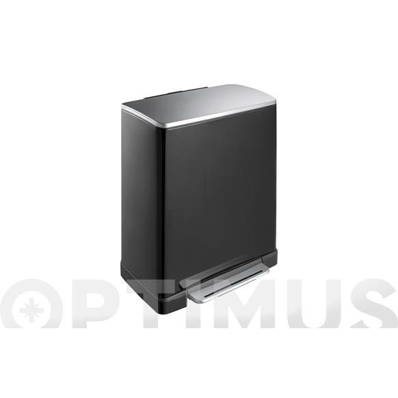 CUBO RECICLAJE METALICO E-CUBE 28+18 L-NEGRO EKO