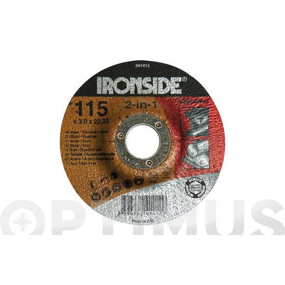 DISCO ABRASIVO DE CORTE ACERO INOXIDABLE 230 X 3,2 X 22 MM IRONSIDE