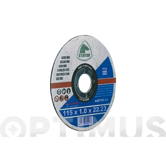 DISCO ABRASIVO DE CORTE INOX 115 X 1 MM PLANO STAYER