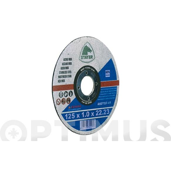 DISCO ABRASIVO DE CORTE INOX 125 X 1 MM PLANO STAYER