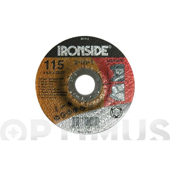 DISCO DESBASTE ACERO - INOX DE  115 X 6 MM IRONSIDE