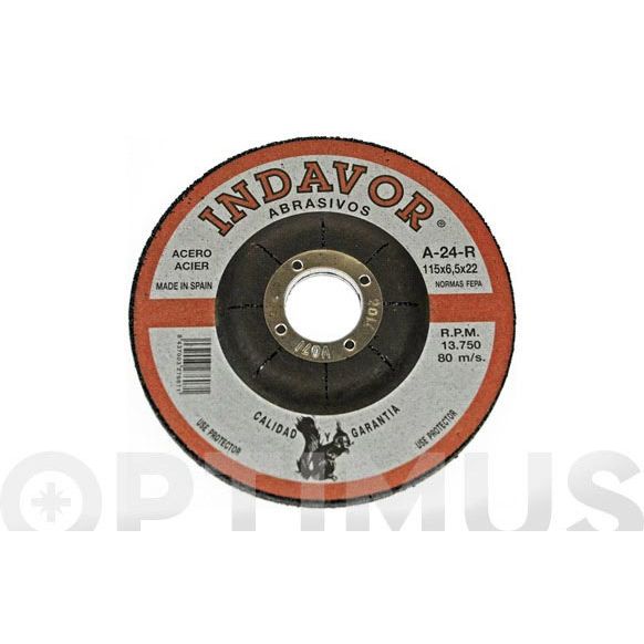 DISCO DESBASTE HIERRO 115 X 6 X 22 INDAVOR