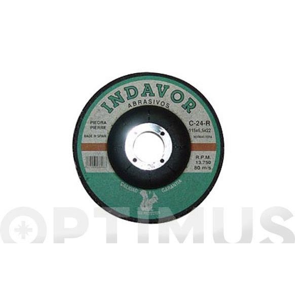DISCO DESBASTE PIEDRA C24 INDAVOR 115 X 6 X 22 MM INDAVOR