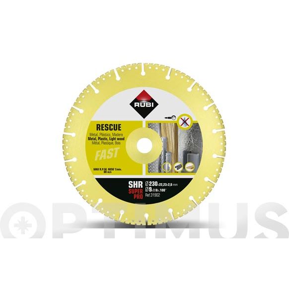 DISCO DIAMANTE SEGMENTADO MULTIMATERIALES 230 MM SUPERPRO RUBI
