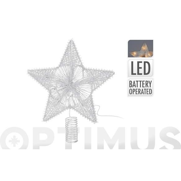 ESTRELLA PARA ARBOL CON LEDS 25 CM PLATA