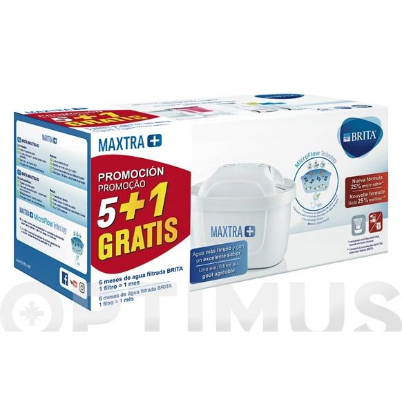 FILTRO MAXTRA + PACK 5 UNIDADES + 1 GRATIS BRITA 