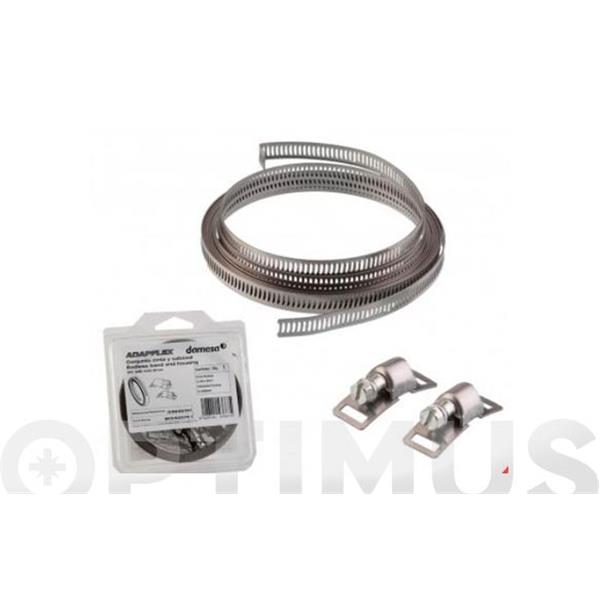 FLEJE ABRAZADERA INOX W2 ROLLO 3 MT 9 MM + 8 TORNILLOS UNIQ DAMESA