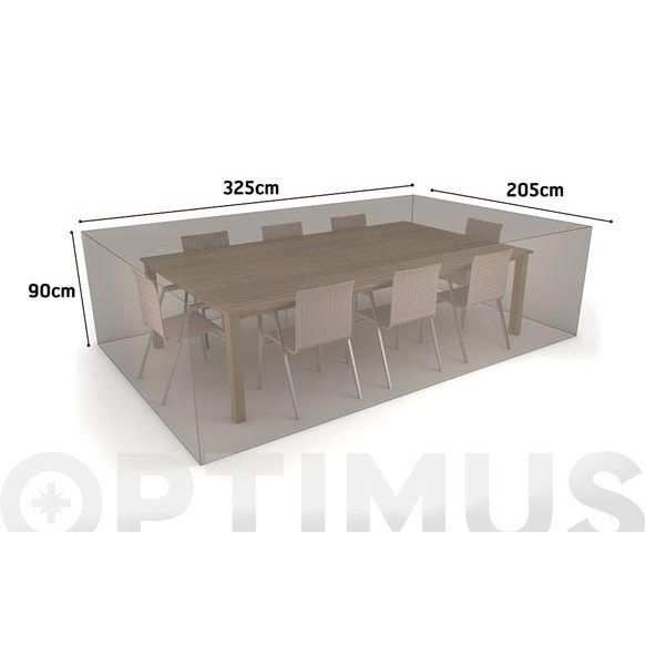 FUNDA MESA RECTANGULAR + 8 SILLAS VISON 325X205X H 90