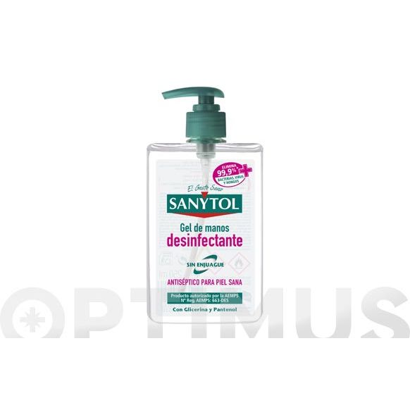 GEL HIDRALCOHOLICO MANOS DESINFECTANTE 250 ML DOSIFICADOR SANYTOL .