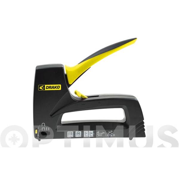 GRAPADORA MANUAL K-GRM-2 UTILIZA GRAPAS TIPO 530 DE 8 A 14 MM, PUNTAS CON Y SIN CABEZA&Oslash; 1,2 DE 15 MM, GRAPA CABLE TIPO 36 DE 10 MM DRAKO