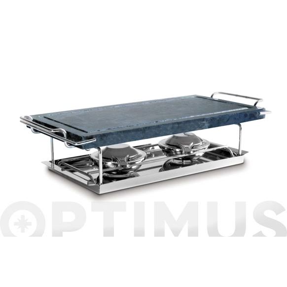GRILL PIEDRA 18 X 37 CM. CON 2 HORNILLOS DE GEL IBILI