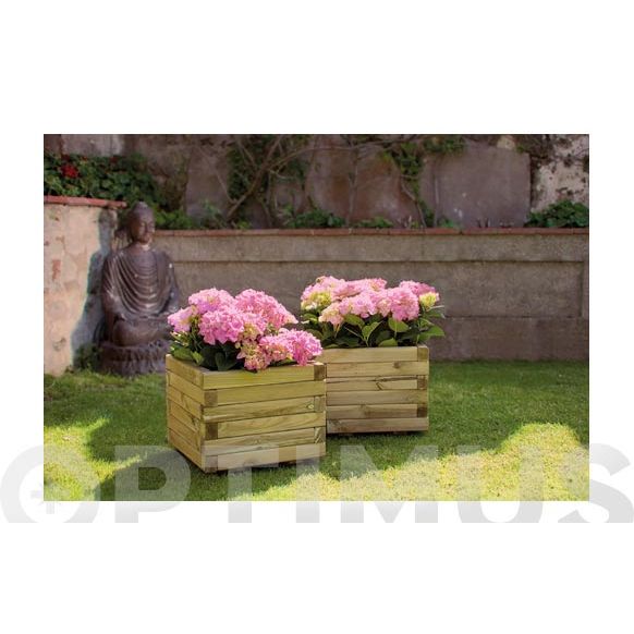JARDINERA MADERA CUADRADA 'SPIRO' + GEOTEXTIL 50X50X40 MARRON OSCURO