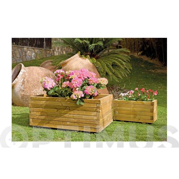 JARDINERA MADERA RECTANGULAR 'GAIA' + GEOTEXTIL 80X50X40 MARRON OSCURO