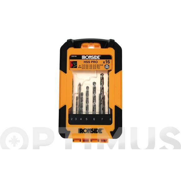 JUEGO 16 BROCAS CADA 1/2 MM 1-8 MM IRONSIDE